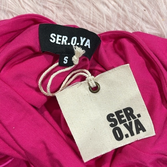 NWT SER.O.YA Bright Pink Strappy Halter BROGAN MIDI DRESS - Picture 4 of 11